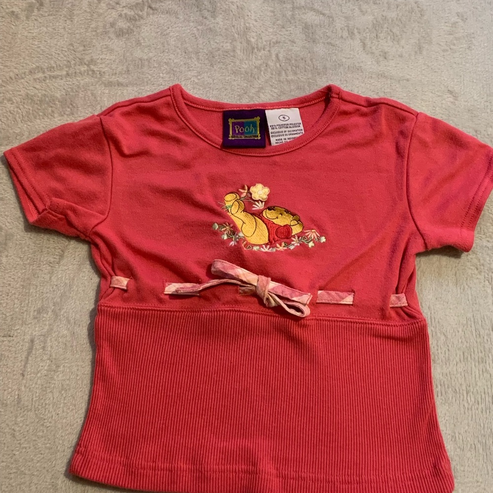 VTG  Disney Winnie The Pooh 100 Acre Collection Embroidered Pink Shirt Size 5‎